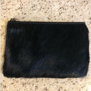 Status Anxiety brand new condition unused black calf hair zippered pouch